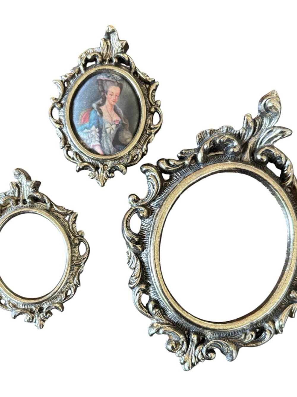 Set of 3 Ornate Victorian Style Brass Vintage Frames